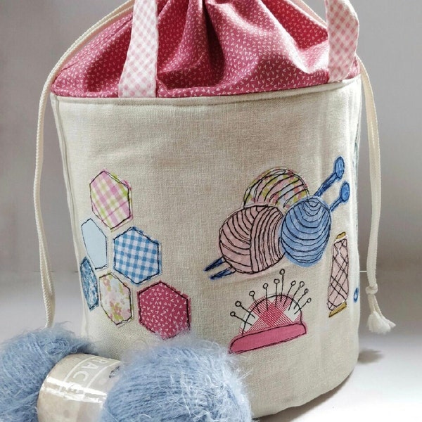 Drawstring sewing & knitting project bag instructions PDF digital