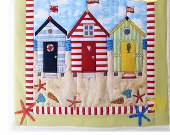 Digital Beach Huts Cushion Cover and Mini Quilt Sewing Intructions with full size templates PDF Instant Download