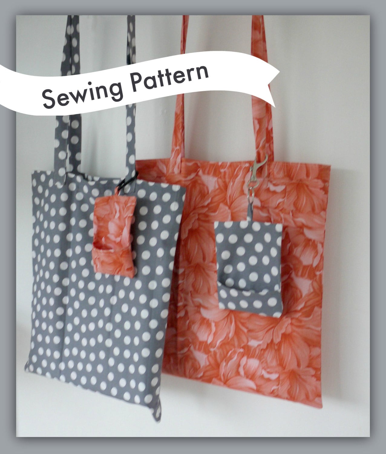 Poppy Pocket Tote Bag Sewing Pattern market bag grocery bag. | Etsy