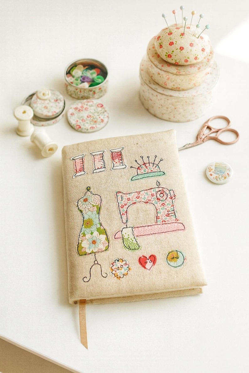 Appliqué Book Cover Sewing Pattern PDF – Fabric Book Jacket With ...