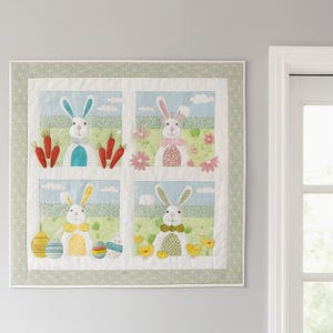 PDF BUNNY Mini Quilt Wall Hanging Instructions Sewing Pattern Tutorial Templates applique pdf handmade Baby shower Easter