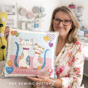PDF Kitty Cats Cushion Cover Patchwork and Applique Sewing Pattern - Etsy