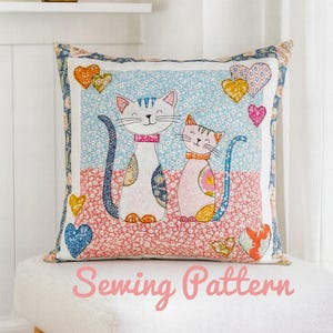 PDF Kitty Cats Cushion Cover Patchwork and Applique Sewing Pattern - Etsy