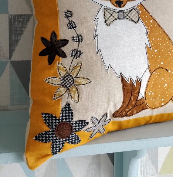Sewing Pattern Pdf Mr Fox Applique Cushion Cover Sew Make Etsy