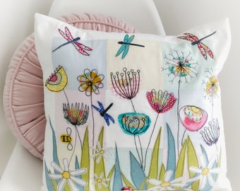 PDF Spring Meadow cushion cover patchwork and applique sewing pattern