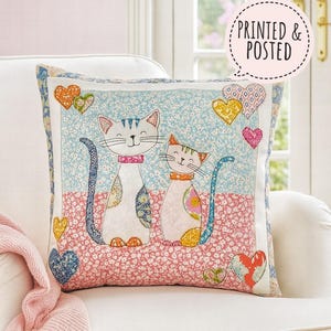 Poszewka na poduszkę z motywem Kotka, patchwork i aplikacja, wzór do szycia