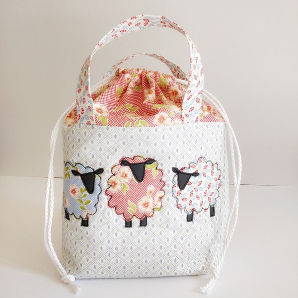 Spring Sheep drawstring bag sewing instructions PDF digital