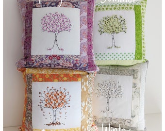 PDF Sewing Pattern Four Seasons Applique cushion cover  16 inch  project soft furnishings embroidery and quilting