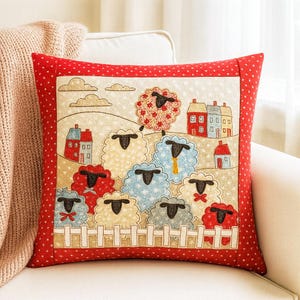 Counting Sheep Applique Cushion Cover Sewing Pattern (PDF)