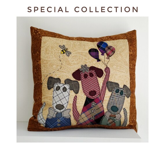 Sewing Pattern Pdf Puppy Dogs Applique Cushion Cover Sew Make Etsy