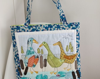 Printed and Posted Messing About On The River Tote Bag sewing pattern ducks