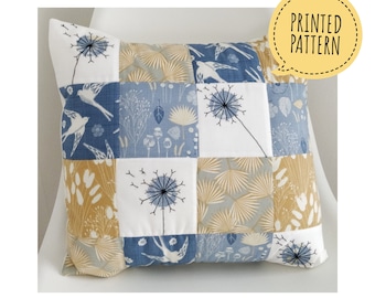 Printed and posted Dandelion Patchwork cushion cover patchwork and applique printed sewing pattern freemotion machine embroidery