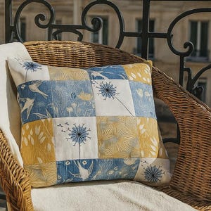 PDF Kussenhoes paardebloem patchwork gedrukt naaipatroon patchwork en appliqué machineborduurwerk uit de vrije hand