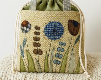 Wildflower Appliqué Drawstring Bag Sewing Pattern (PDF)