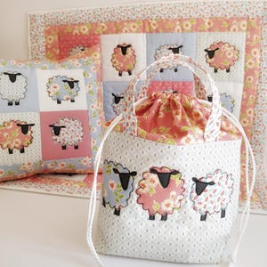 Set of 3 Spring Sheep PDF sewing patterns full size applique templates