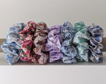 One Handmade Liberty of London Tana Lawn Scrunchie luxurious quality with strong seamless hair tie inside.  From my Pastel collection.