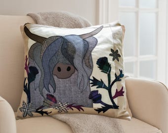 Highland Cow Applique Cushion Cover PDF Sewing Pattern