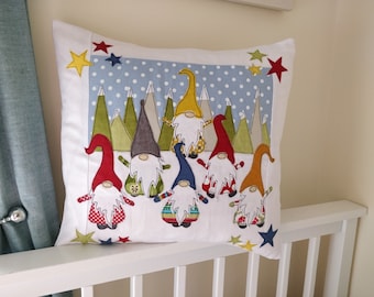 Digital Sewing Pattern (PDF) Christmas Gnomesapplique cushion cover printable templates 16 inch project soft furnishings