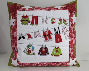 Digital Sewing Pattern (PDF) Santa's Washing Line applique cushion cover full size templates christmas festive elf