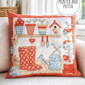 Patrón de costura para funda de cojín con apliques de cobertizo (patrón impreso)