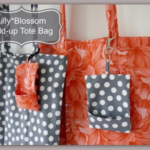 Sewing Pattern Pocket Tote Bag Market Bag, Grocery Bag. Folds Into Its ...