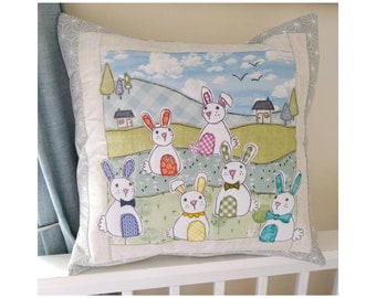 Digital Bunny Applique cushion cover sewing pattern pdf sew make stitch printable templates  instructions step-by-step photos