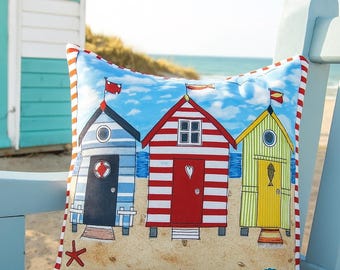 Gedrukt en opgestuurd Strandhutten Kussenhoes en miniquilt Naai-instructies met sjablonen op volledig formaat