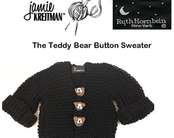 Patrón de punto Suéter TeddyBear, Patrón de punto Suéter de bebé, Patrón de punto fácil Suéter para niños pequeños, Descarga digital instantánea