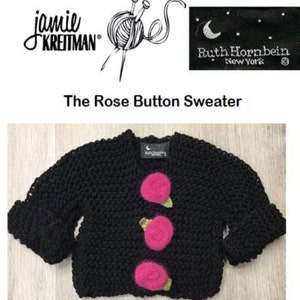 Rose Button Cardigan for Baby Knit Pattern, Rose Button Cardigan for Toddler Sweater Pattern, Infant Knit Pattern, Digital Download image 1