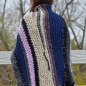 Hand Knit Wrap with Big Button, Hand Knitted Shawl Wrap, Handknit Poncho Wrap with Button, Craft Core wrap image 4