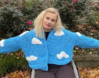 Cloud Cardigan Knitting Pattern,  Chunky Knit Cardigan Sweater Pattern, Quick &  Easy Cloud Sweater Knit Pattern, Digital Instant Download