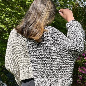 Split Decision Sweater Knitting Pattern, Craft Core Crop top knitting pattern, chunky knit spring sweater pattern, Instant Digital Download 画像 5