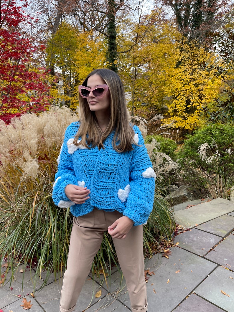 Cloud Cardigan Knit Pattern, Chunky Cloud Knit Cardigan Pattern, Blue Sky Fluffy Cloud Cardigan Knit Pattern, Digital Instant Download image 9