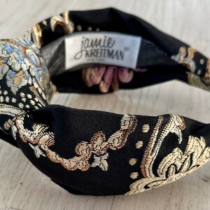 Fashion Headband, Brocade Knot Headband, Regency Era Floral Brocade Headband, Turban Knot Headband, Regency style Knot Headband image 4