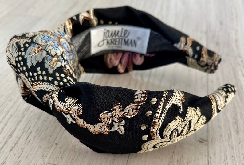 Fashion Headband, Brocade Knot Headband, Regency Era Floral Brocade Headband, Turban Knot Headband, Regency style Knot Headband image 4