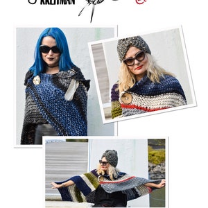 Knitting Pattern for Hood Wrap, Knit Pattern for Poncho, Holiday Gift Knit Pattern, Shawl with Hood Knitting Pattern, Digital Download image 2