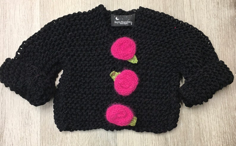 Knitting Pattern Baby Rose Sweater, Knitting Pattern Toddler Rose Sweater, Knitting Pattern Rose Sweater, Instant Digital Download image 1