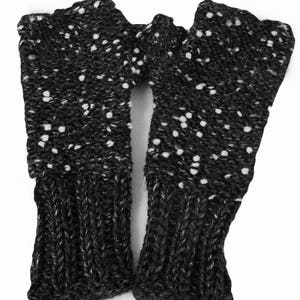 Knit Fingerless Gloves, Tweed Knit Wrist Warmers, Knit Arm Warmers, Warm Long Arm Warmers, Cozy Hand Warmers image 4