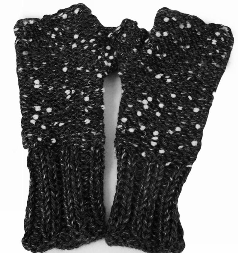 Knit Fingerless Gloves, Tweed Knit Wrist Warmers, Knit Arm Warmers, Warm Long Arm Warmers, Cozy Hand Warmers image 4