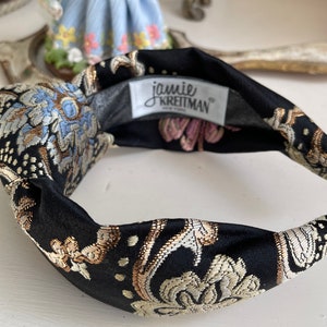 Fashion Headband, Brocade Knot Headband, Regency Era Floral Brocade Headband, Turban Knot Headband, Regency style Knot Headband image 6