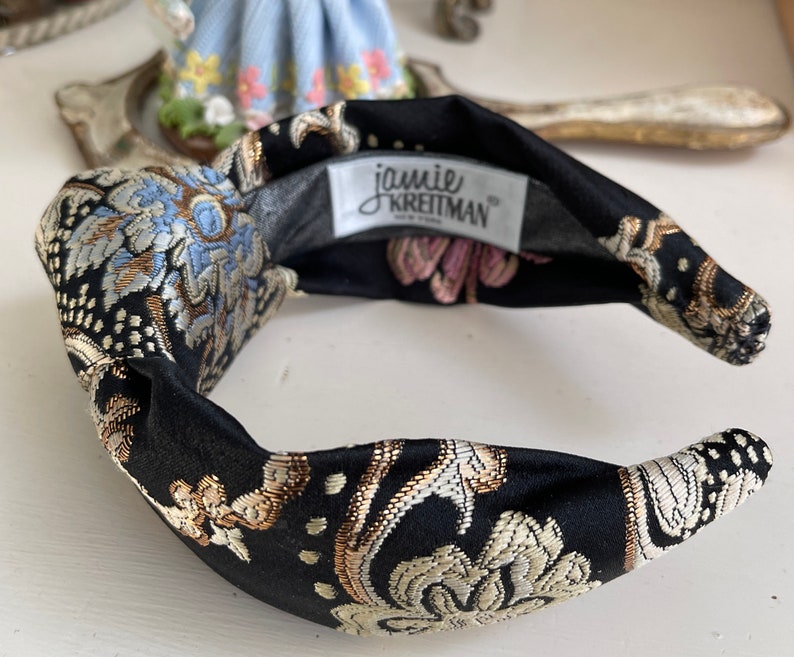 Fashion Headband, Brocade Knot Headband, Regency Era Floral Brocade Headband, Turban Knot Headband, Regency style Knot Headband image 6