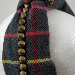 Fashion Headband, Knot Headband with Punk Trim, Plaid Headband, Wide Multi Color Fabric Headband, Turban Knot Headband, Plaid Knot Headband image 7