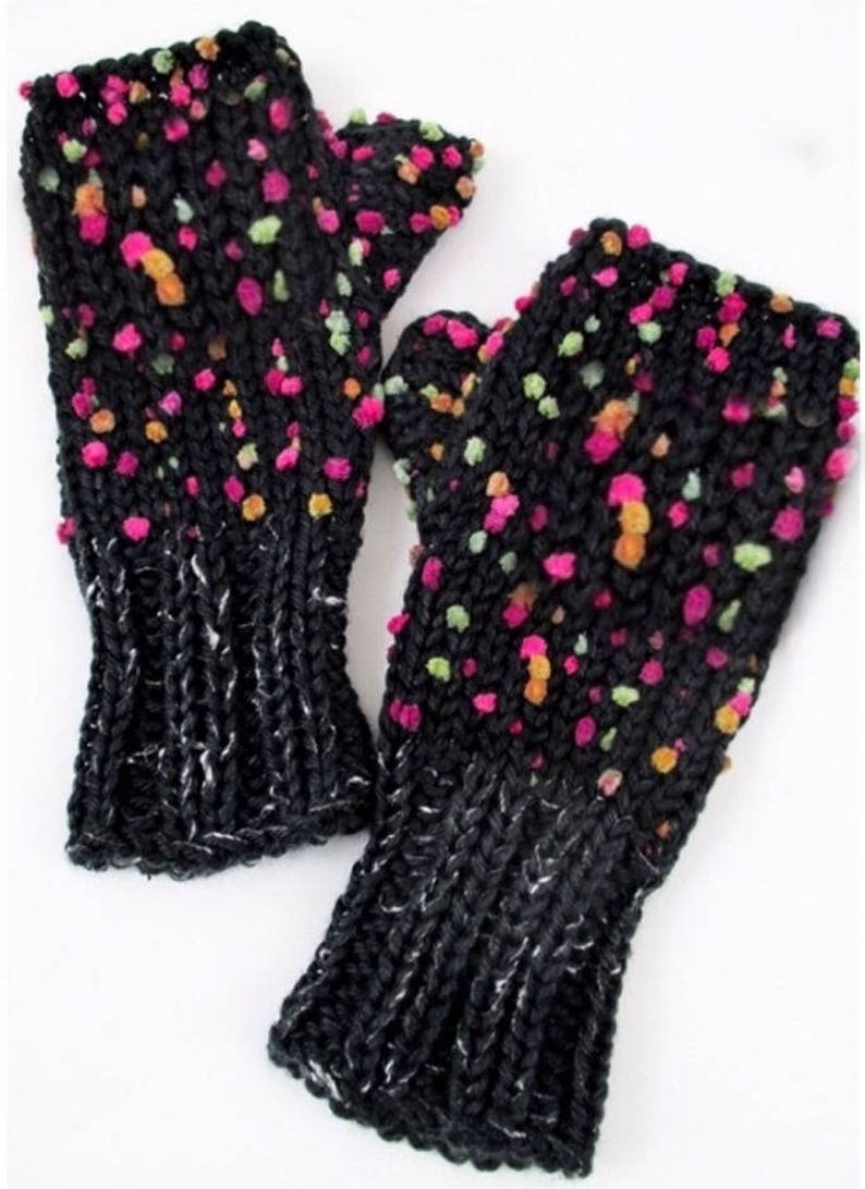 Knit Fingerless Gloves, Tweed Knit Wrist Warmers, Knit Arm Warmers, Warm Long Arm Warmers, Cozy Hand Warmers image 2