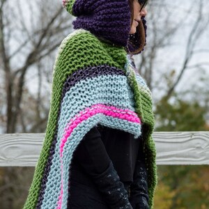 Knitting Pattern for Hood Wrap, Knit Pattern for Poncho, Holiday Gift Knit Pattern, Shawl with Hood Knitting Pattern, Digital Download image 7