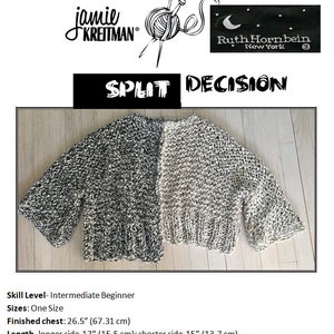 Rustic Knit Sweater Pattern, Split Decision Sweater Knitting Directions, Crop Sweater Knit Pattern, Instant Digital Download image 9