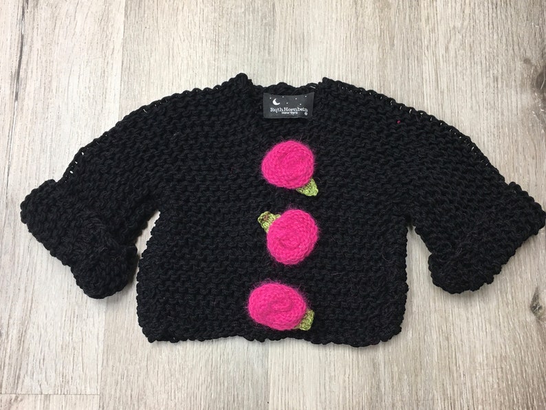 Rose Button Cardigan for Baby Knit Pattern, Rose Button Cardigan for Toddler Sweater Pattern, Infant Knit Pattern, Digital Download image 4