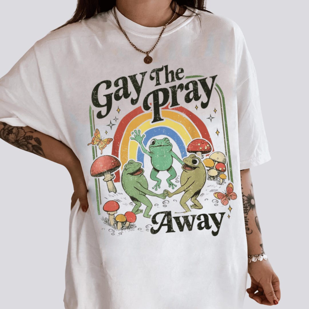 Gay the Pray Away Shirt, Retro Gay Frog Cottagecore Tee,