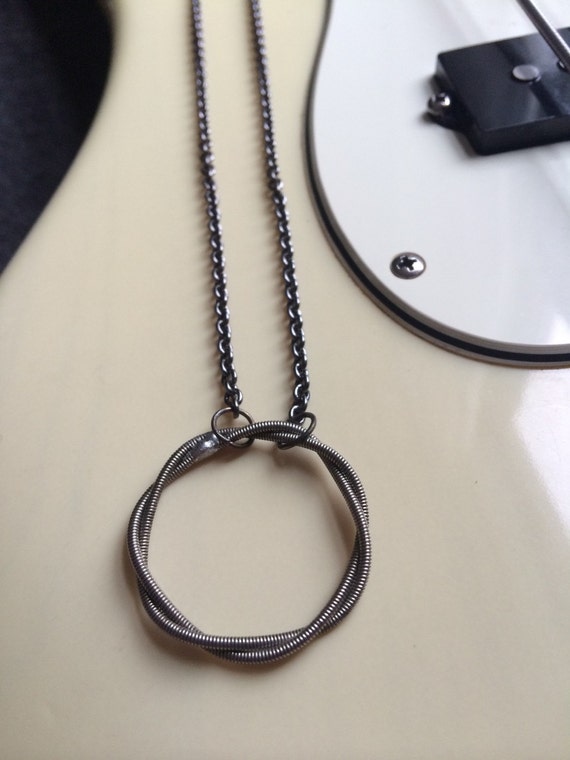 Recycled Bass Guitar String Necklace Unique and One of a