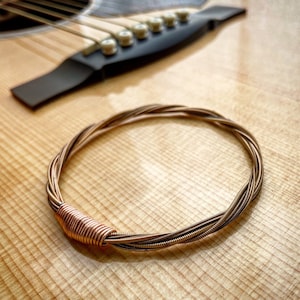 Recycled Acoustic Guitar String Bracelet bronze colored without ball ends Mens or Womens Portion of Proceeds go to Youth Music Scholarships