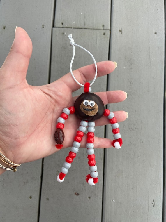Brutus Buckeye Football Ornament made with REAL Buckeye Nut grown in Ohio